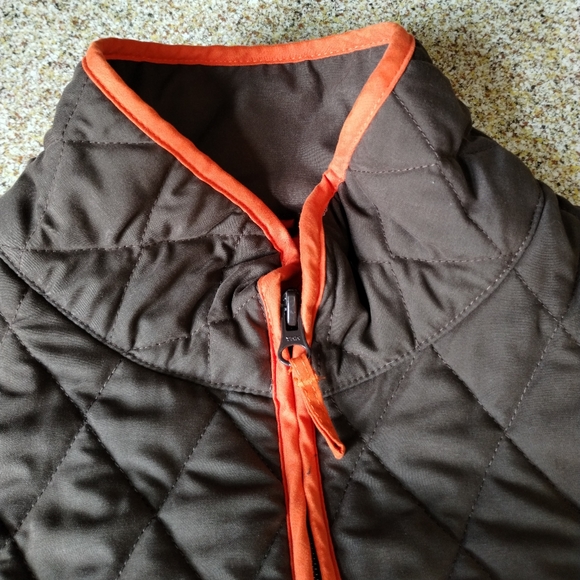 John Partridge chocolate Brown and Orange quilted full zip up comfy coat Jacket - Picture 11 of 16